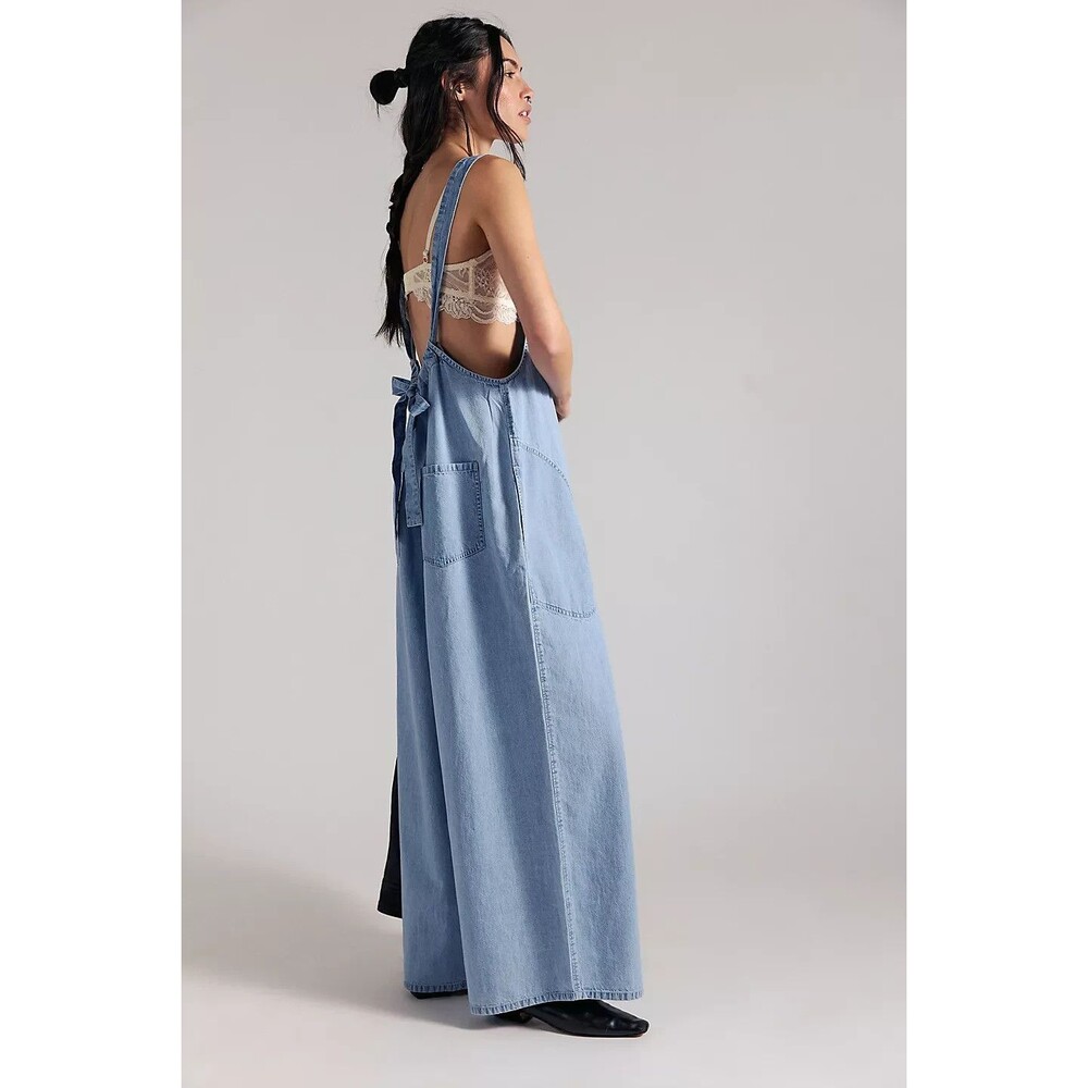 Free People We The Free Freebird Jumpsuit Dress Wide Leg Cotton Cozy M 289074 - Picture 3 of 5